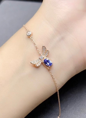 冰海天使925纯银手链手镯镶嵌椭圆3*5坦桑石银托空托定制批发