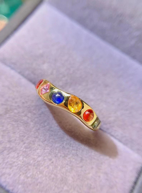 925纯银天然彩蓝宝石戒指镶嵌水滴3×4/圆3/方3空托戒托定制加工