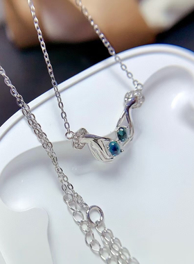 925纯银吊坠项链挂件镶嵌椭圆3×4红蓝宝石来石镶嵌定制设计加工