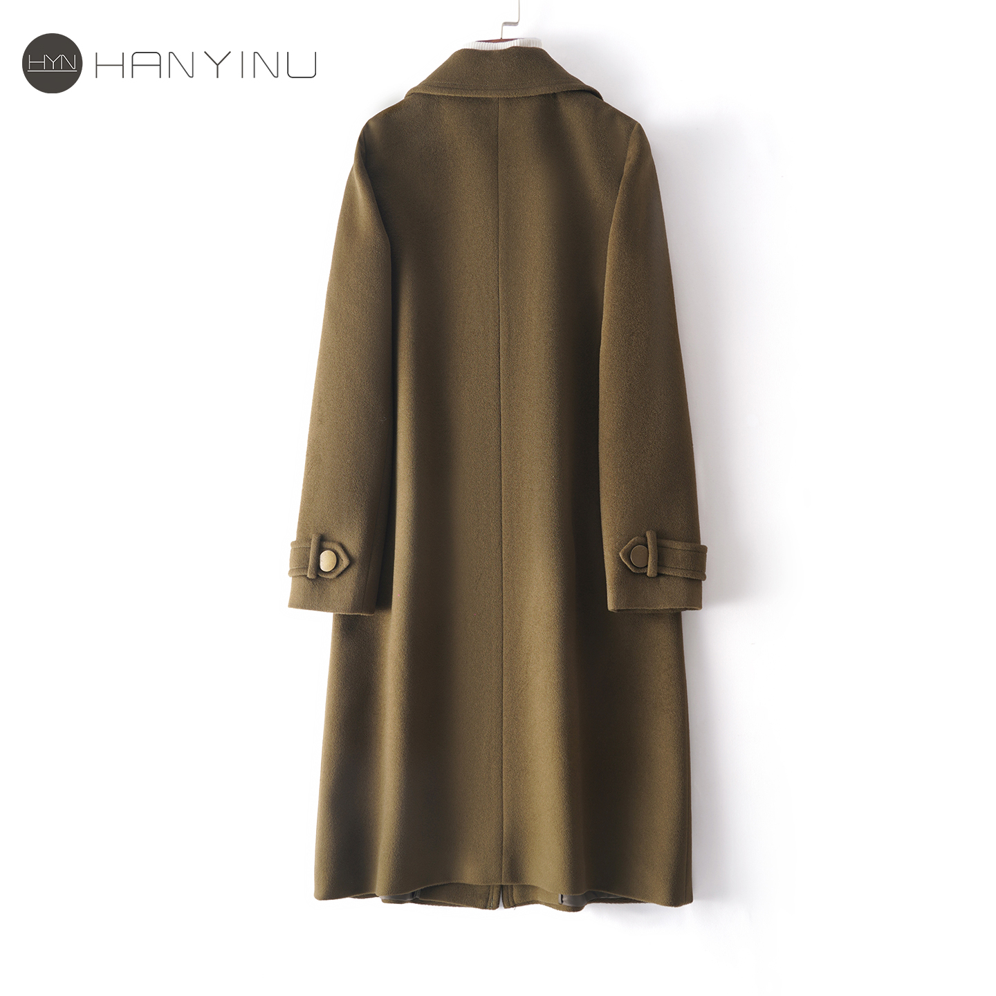 全羊毛呢大衣女中长款西装领双排扣时尚2025秋冬新款休闲流行外套 - 图0