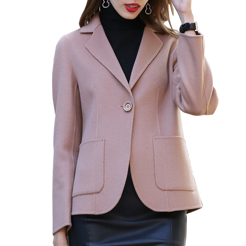 双面呢短款外套2025新款秋冬羊毛绒大码修身显瘦小西装毛呢上衣女,淘宝优惠券,粉丝福利购,淘宝优惠卷