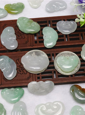 热销款保证a货三彩如意头天然翡翠吊坠项链配件DIY批发零售