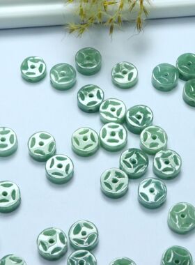 正品天然翡翠A货钱币配件隔片珠玉石珠子发簪手串耳坠铜钱饰品