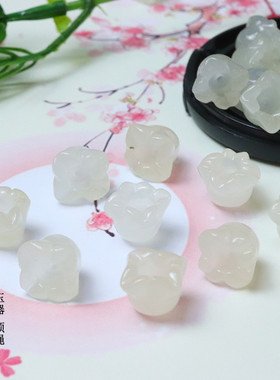 10mm黄玉风铃花天然黄龙玉散珠玉石饰品配件金丝玉批发多色可选