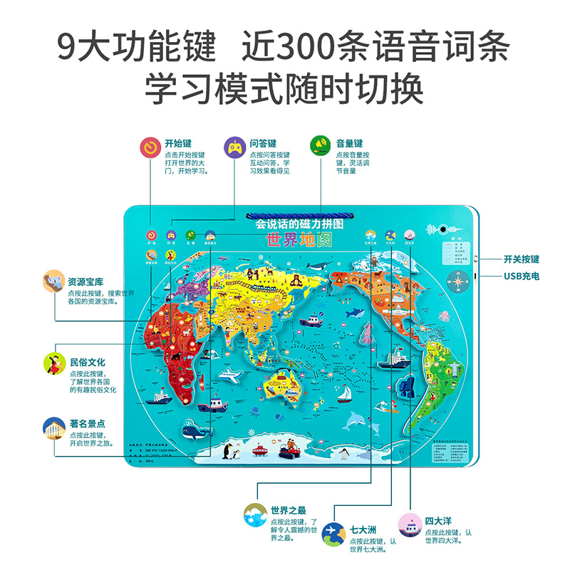 世界地图3d立体拼图磁力儿童生日礼物3到6岁男孩女4益智早教5玩具 - 图3