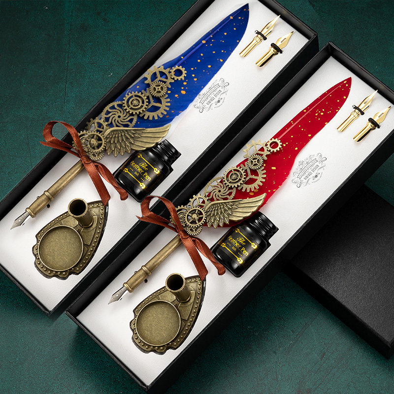 羽毛笔复古欧式英伦蘸水笔机械齿轮钢笔送儿童节生日礼物,淘宝优惠券,粉丝福利购,淘宝优惠卷