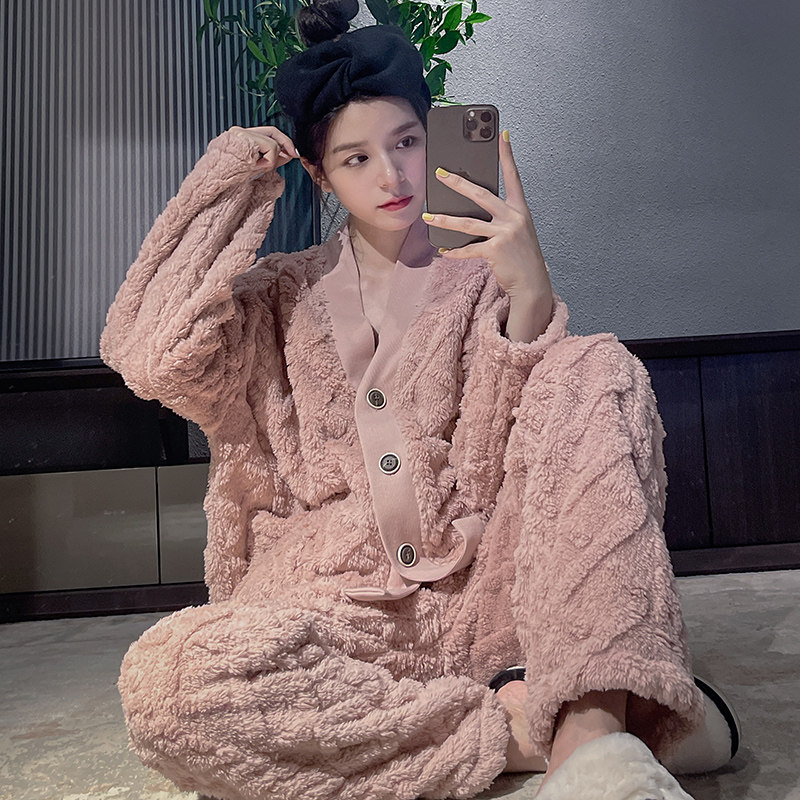 2021年新款秋冬款珊瑚绒春秋季睡衣 pxfc睡衣/家居服套装