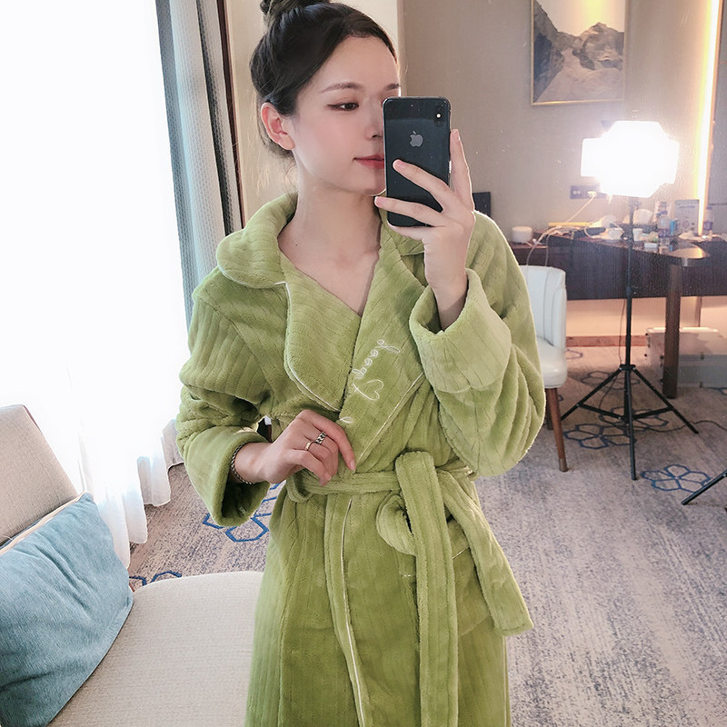 新品秋冬长款珊瑚绒可爱睡袍 pxfc睡袍/浴袍