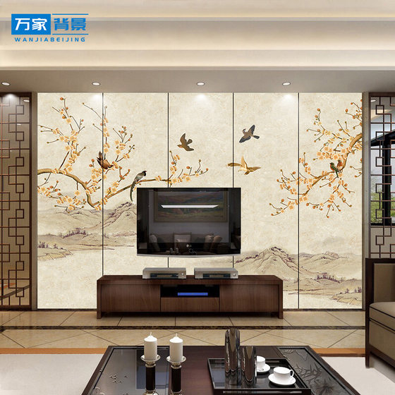 Hard bedside background wall living room sofa embroidery Chinese style