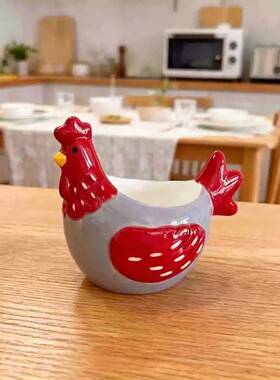 陶瓷立体摆件装饰鸡造型蛋托杯