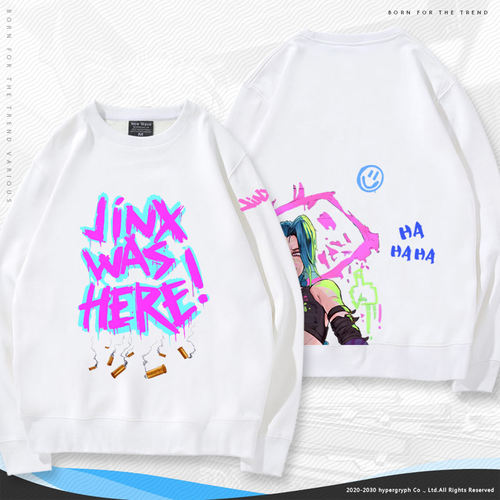 LOL英雄联盟双城之战动漫暴走萝莉金克丝联名周边男女卫衣春秋jl - 图0