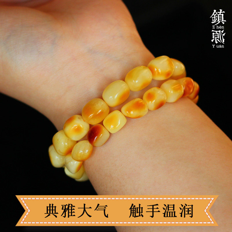 天然原矿蜜蜡随形简约手串情侣手链 镇源饰品手链