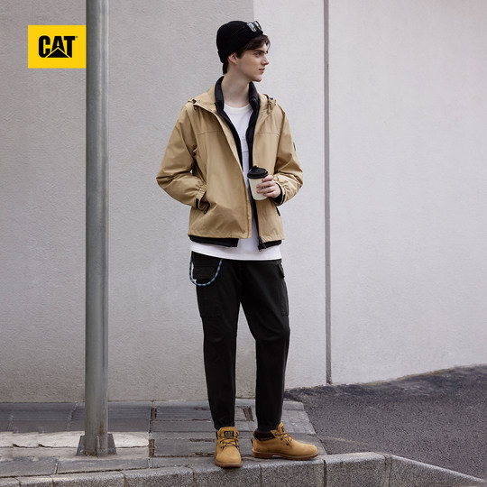 CAT卡特秋冬男女同款休闲工装靴中帮情侣款百搭牛皮革大黄靴