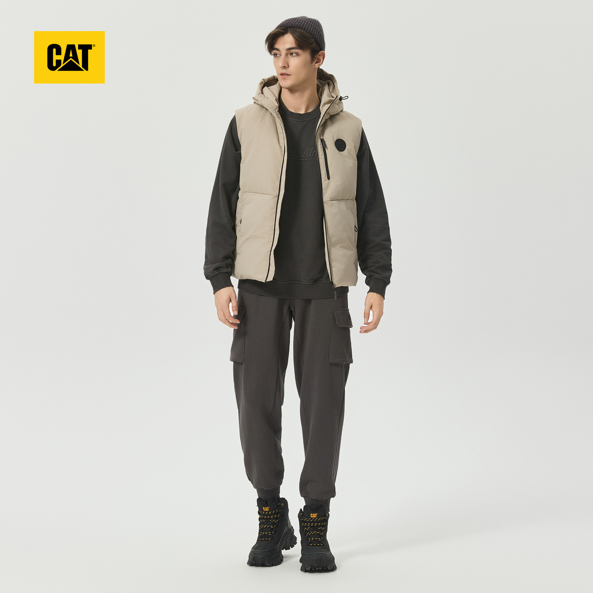 【三防】CAT卡特25秋冬男户外休闲特氟龙材质羽绒马甲商场同款-图1