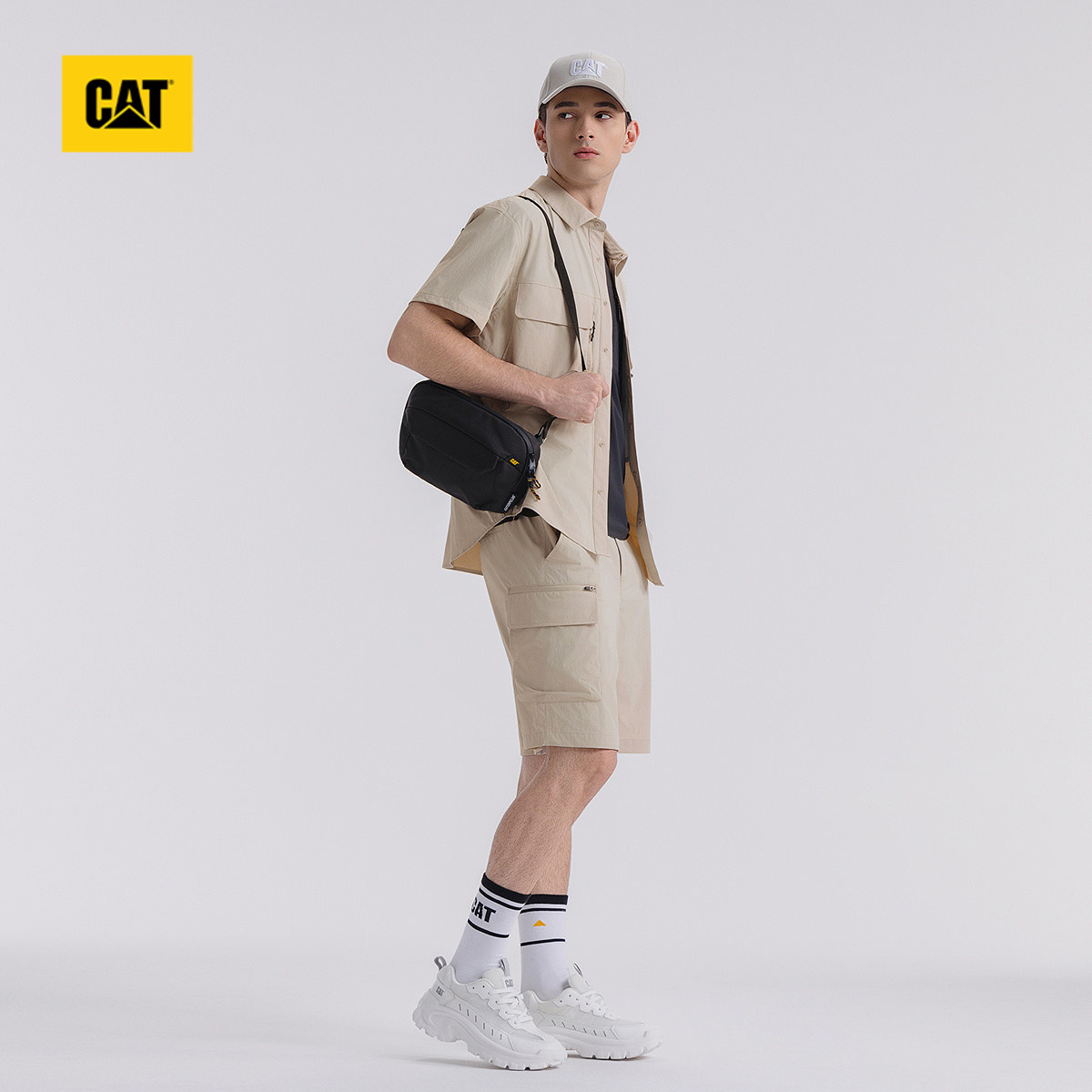 CAT卡特25夏季新品男士户外经典休闲美式工装贴袋短裤速干裤,淘宝优惠券,粉丝福利购,淘宝优惠卷