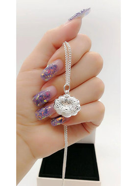 香港购 正生银饰如意福长命锁重4克长15寸寓意送妈妈送女友送闺蜜