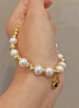 香港壹刻珠宝天然淡水珍珠锆石福禄手串  配专柜礼盒+礼袋