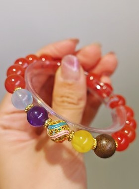 香港壹刻珠宝南红玛瑙彩珠珐琅转运珠手串配专柜礼盒+礼袋