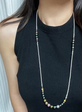 香港壹刻珠宝进口南洋贝珠大珠小珠落玉盘毛衣项链配专柜礼盒礼袋