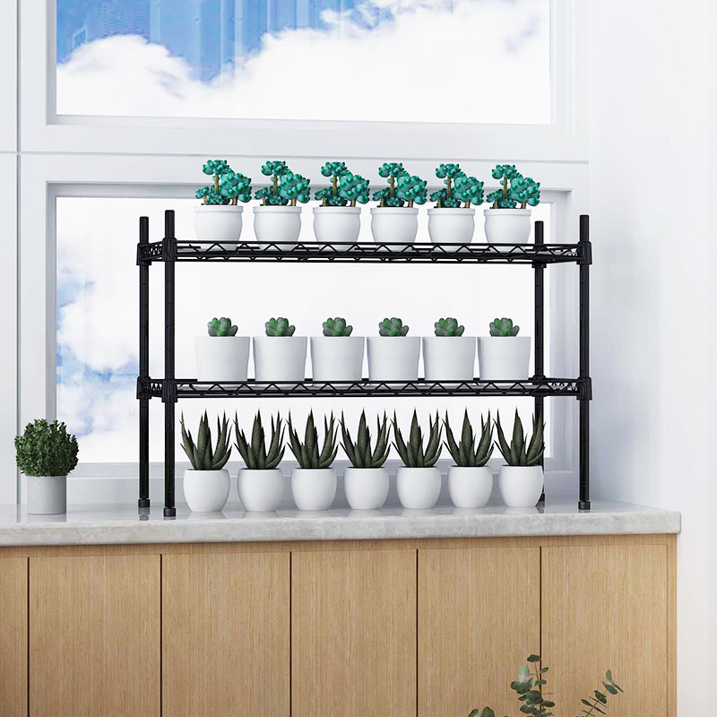黑色铁艺双层花架窗台阳台室内小花架绿植盆栽多肉小花架,淘宝优惠券,粉丝福利购,淘宝优惠卷