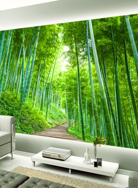 沙滩海景竹林森林风景画墙贴画