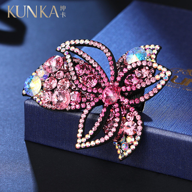 施华奥钻发夹女头饰花朵优雅鸭嘴夹 坤卡发饰