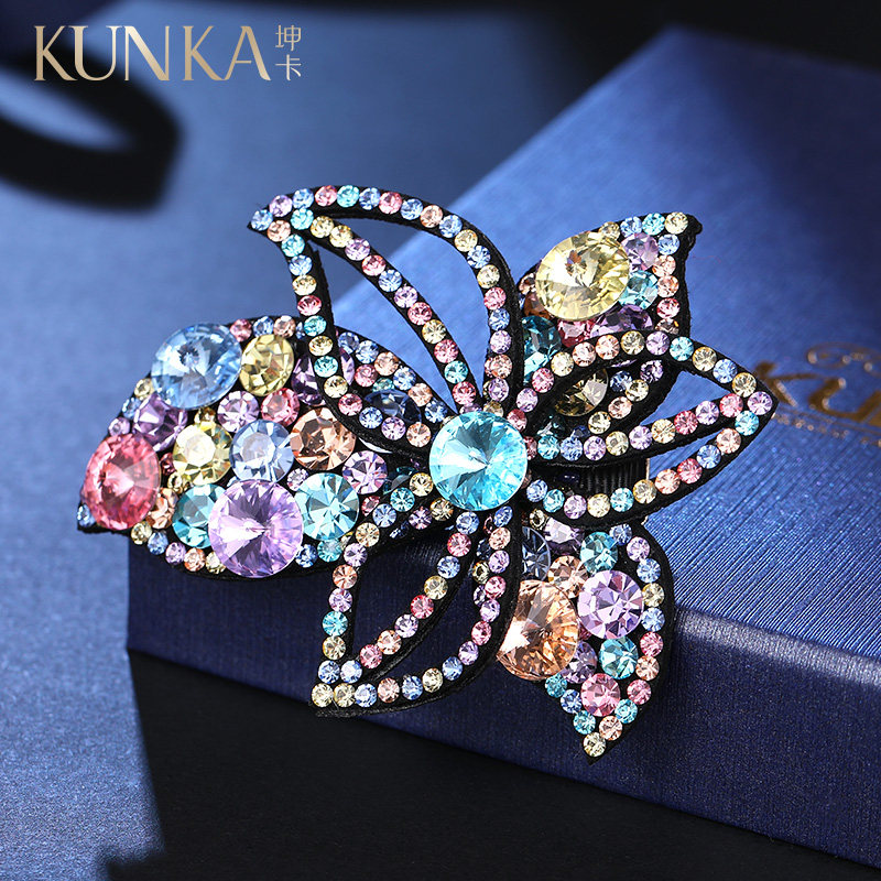 施华奥钻发夹女头饰花朵优雅鸭嘴夹 坤卡发饰