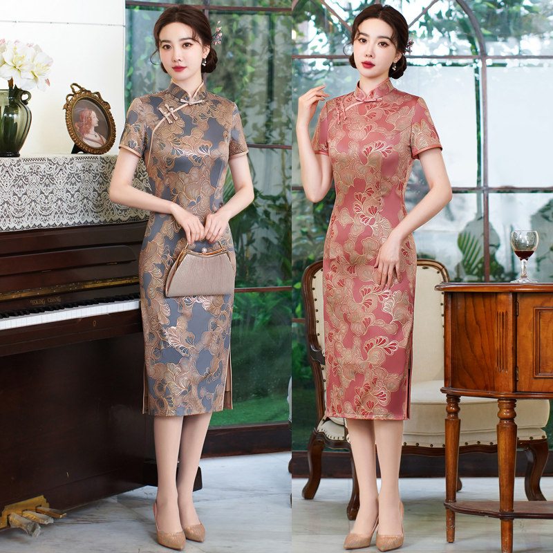 2022春夏新款旗袍裙中长款小个子 淑女记旗袍