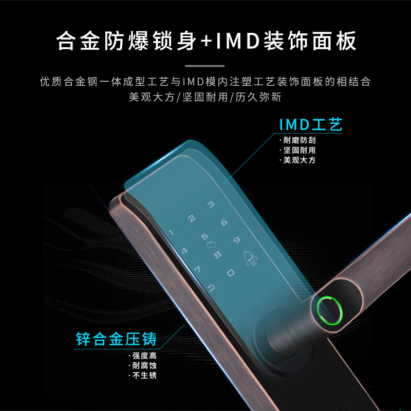 德利智能锁家用防盗门电子锁密码锁智能门锁实木入户门锁KJ015H17-图3