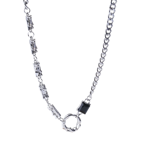 Асимметричное геометричное ожерелье из нержавеющей стали, свитер, толстовка, аксессуар, изысканный стиль, легкий роскошный стиль