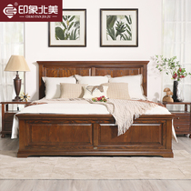 Impression North American American full solid wood bed 1 8 m Double box Wedding Bed 1 5 m Master Bedroom High Box Bed White Wax Wood