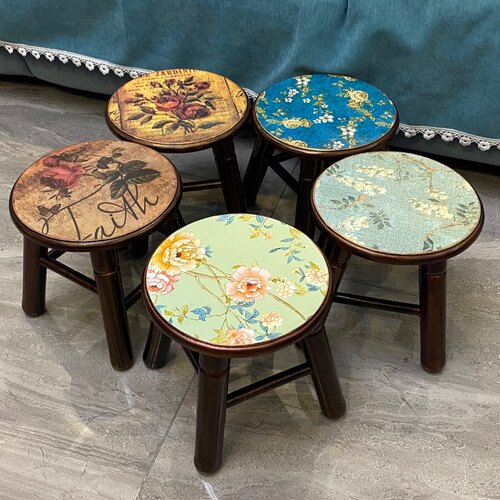 美式乡村 田园凳子 欧式凳子实木矮凳小圆凳小板凳家用凳多款可选 - 图1