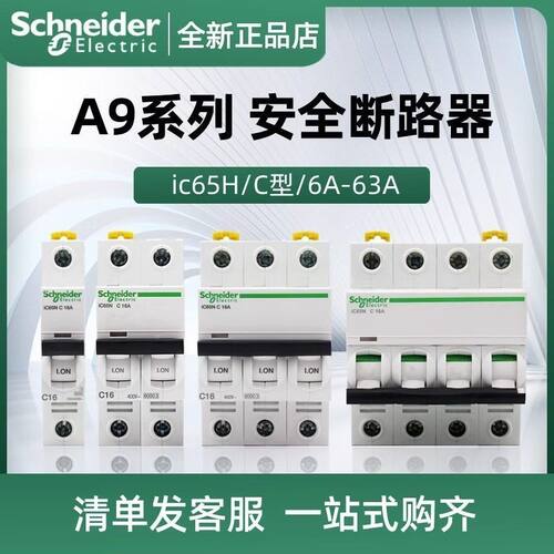 施耐德A9空气开关IC65N 2PC63A家用总闸带漏电保护器1P+N漏保空开 - 图1