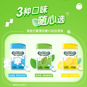 任选6件绿箭薄荷糖无糖约20粒瓶装多口味便携装糖果零食