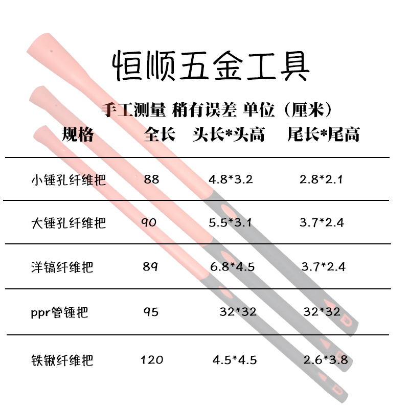 包塑柄大锤柄锤把镐把防身棍手柄防震倒装柄纤维把玻璃纤维柄木柄 - 图2