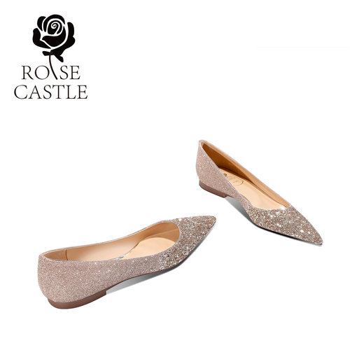rose castle中式秀禾婚鞋女新娘鞋婚纱秀禾两用平底敬酒鞋不累脚 - 图2