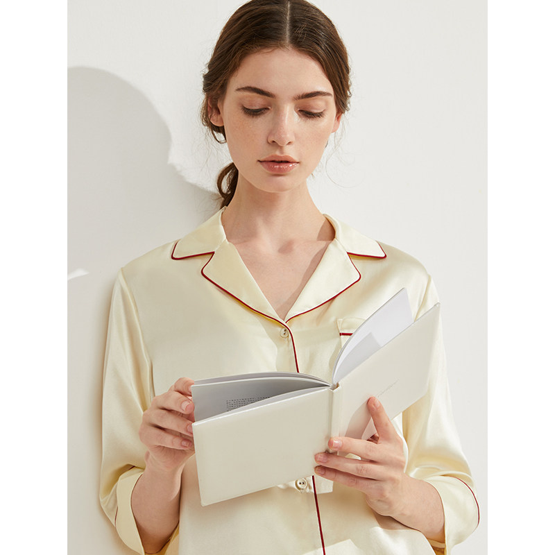 金三塔衬衫式女100%桑蚕丝性感睡裙 金三塔浙江睡裙