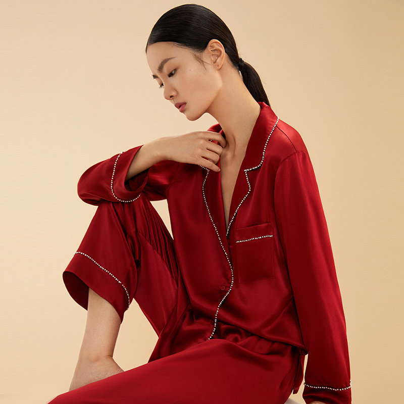 金三塔2021秋冬新品大红色重磅睡衣 金三塔浙江睡衣/家居服套装