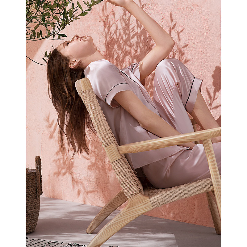 金三塔春夏100%桑蚕丝短袖睡衣 金三塔浙江睡衣/家居服套装