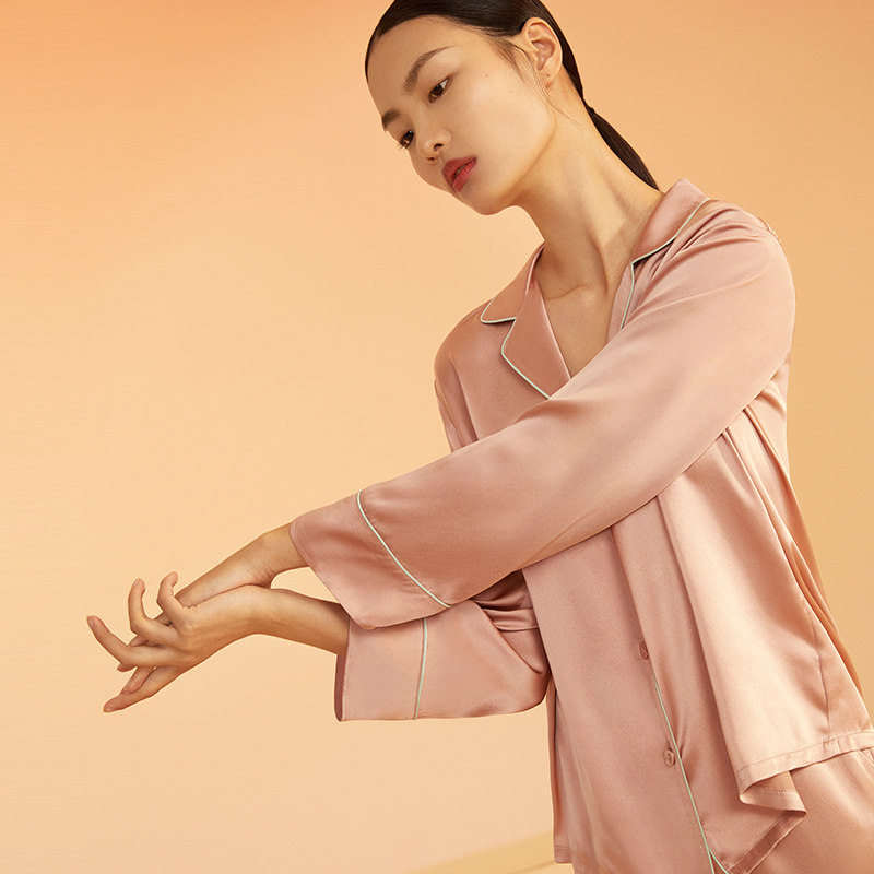 金三塔长袖两件套春夏宽松刺绣睡衣 金三塔浙江睡衣/家居服套装