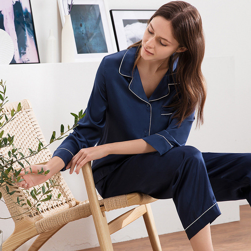 金三塔女两件套100%桑蚕丝长袖睡衣 金三塔浙江睡衣/家居服套装