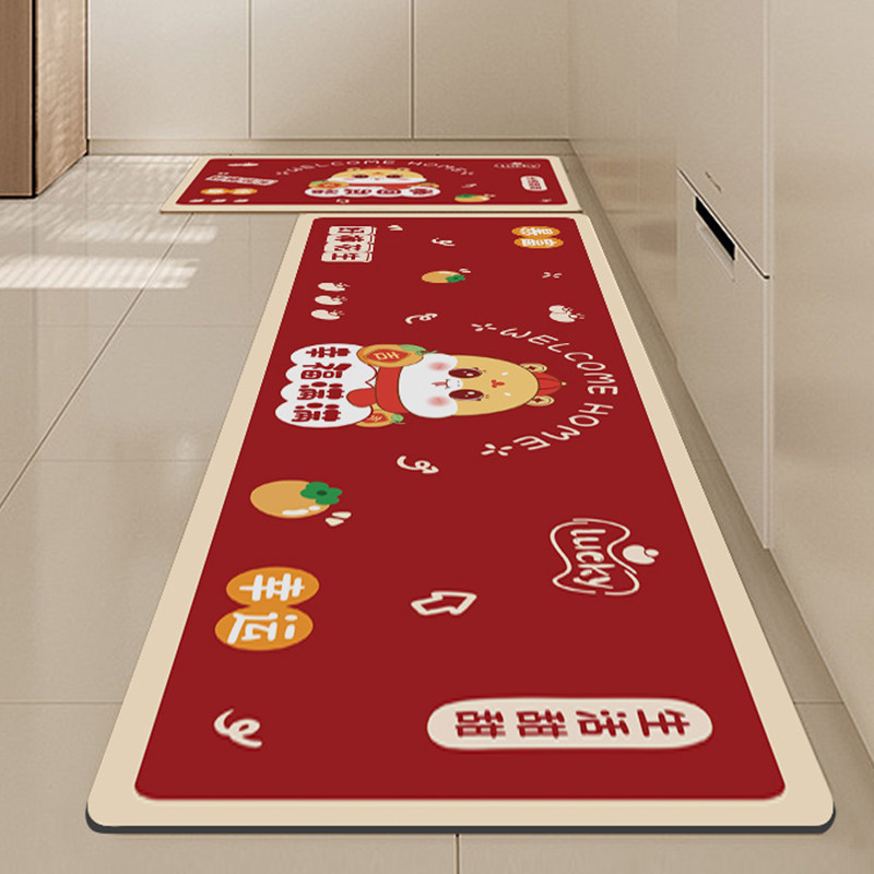 厨房地垫防滑可擦洗硅藻泥吸水吸油脚垫2026年红色地毯新年浴室垫,淘宝优惠券,粉丝福利购,淘宝优惠卷