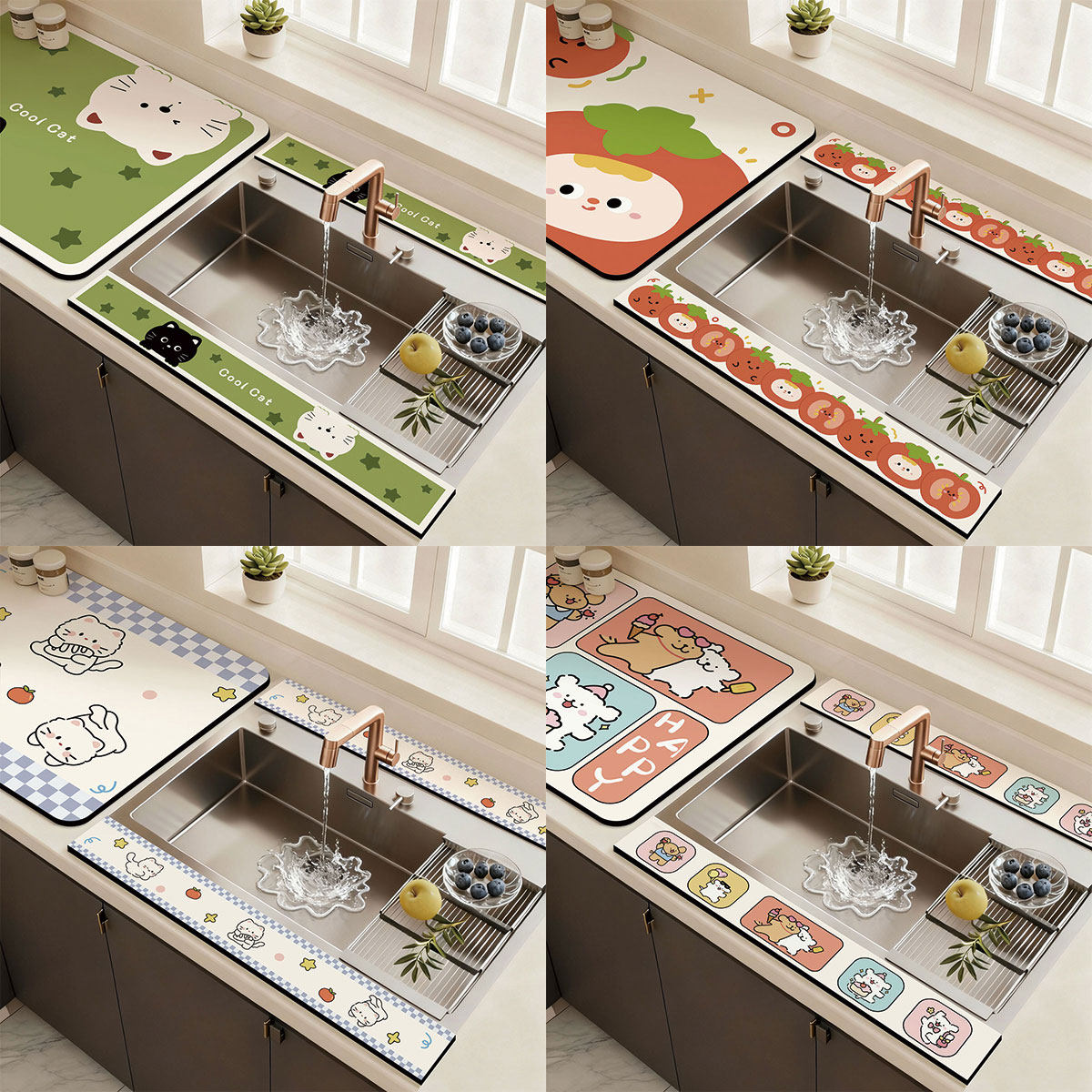 厨房水龙头沥水垫硅藻泥台面挡水条卫生间长条窄边吸水垫浴室杯垫,淘宝优惠券,粉丝福利购,淘宝优惠卷