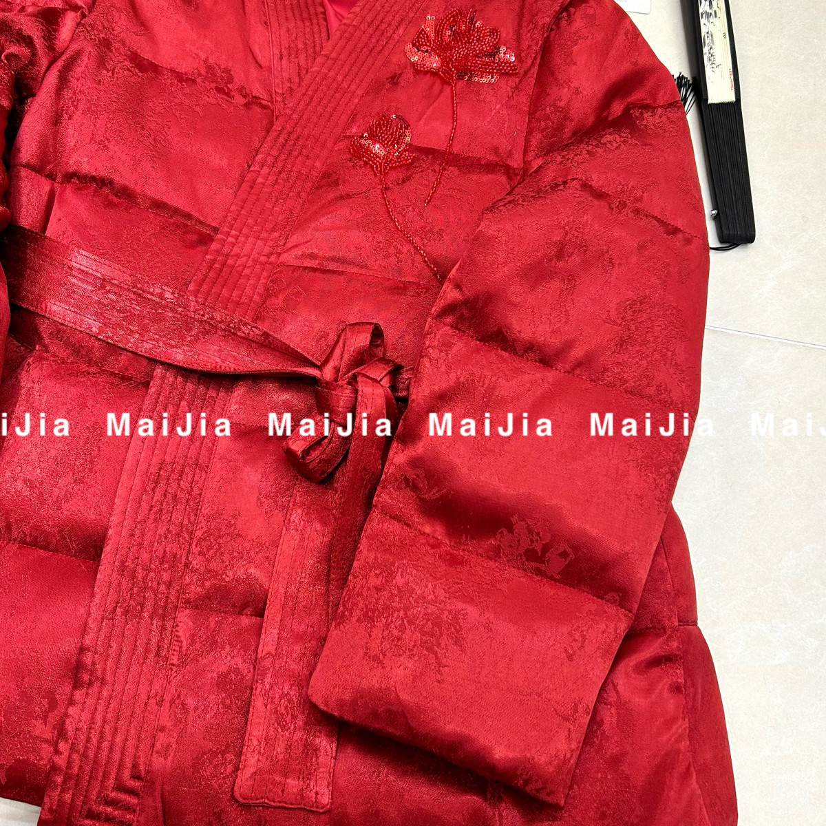 诺诺小众设计新国风系列穿珠鹅绒服保暖羽绒服外套(配腰带)J358,淘宝优惠券,粉丝福利购,淘宝优惠卷