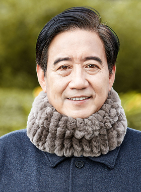 老人獭兔毛围脖中老年人皮草脖套男士秋冬季保暖套头围巾双面加厚
