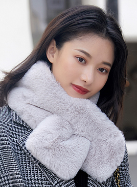 獭兔毛围巾韩版女秋冬保暖加厚