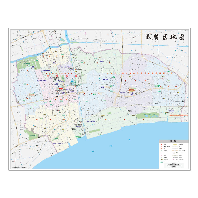 【上海直发】上海市奉贤区地图2024上海分区交通旅游便民出行指南地铁站景点学校医院商厦图书馆分布情况中华地图学社-图3