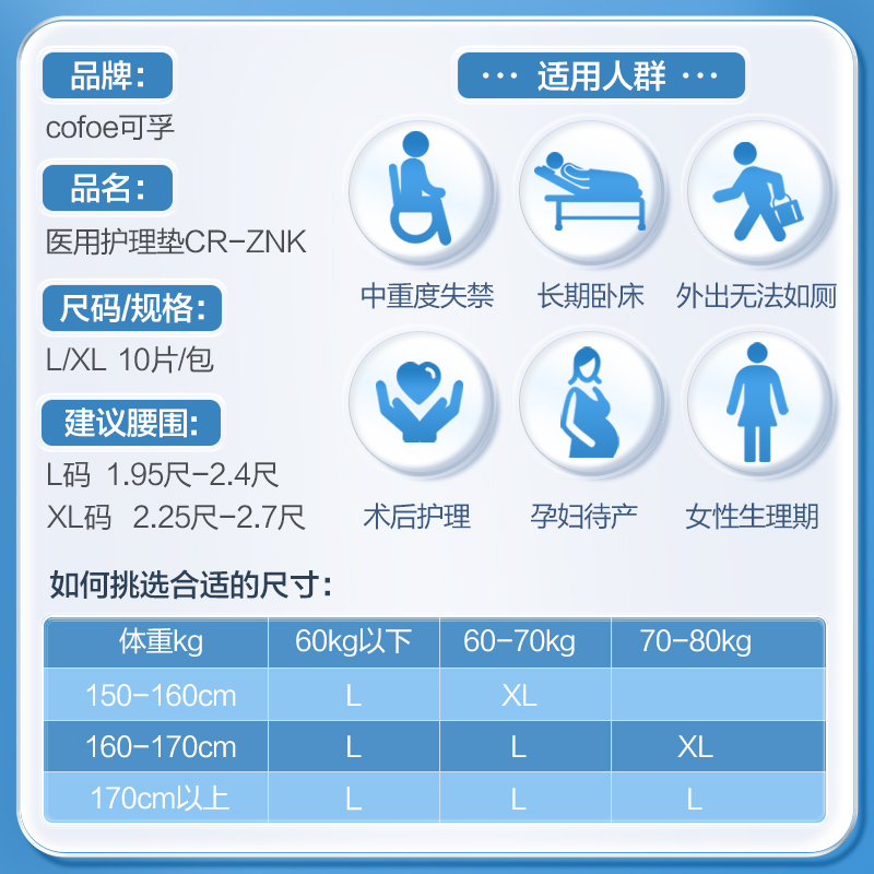 可孚成人纸尿裤孕妇老人用品产妇产后专用尿不湿布医用护理垫瘫痪 - 图2