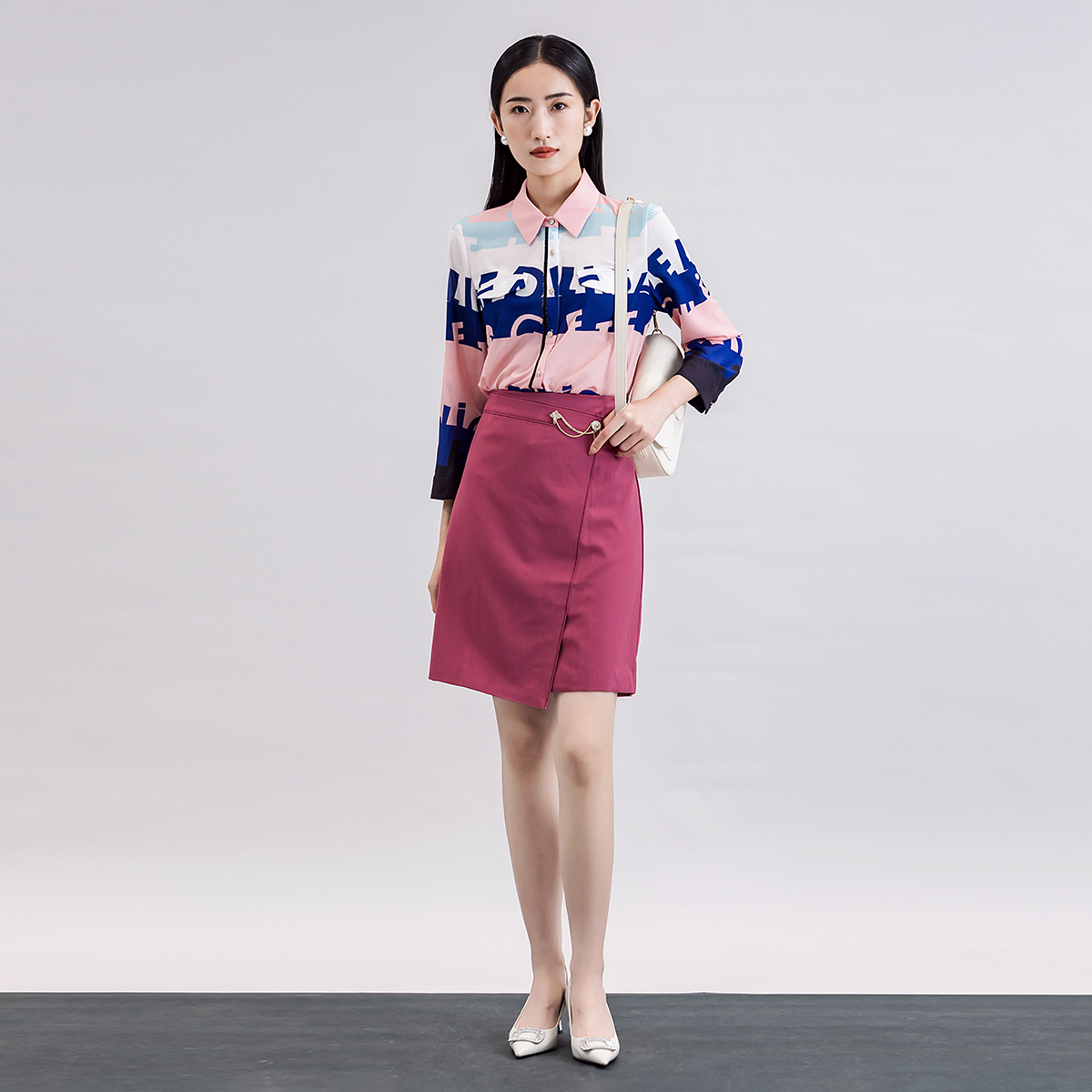 歌蒂诗秋季专柜新款时尚高腰不规则下摆A字半身裙女1C11Q1212 - 图1