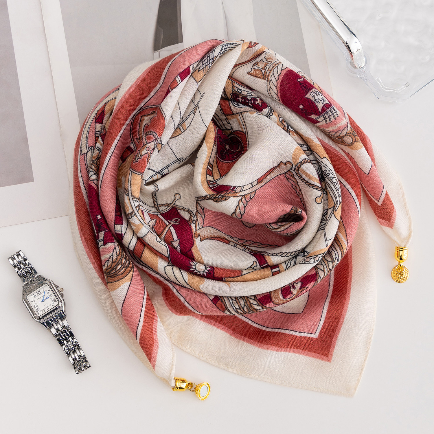 2025新款磁吸扣丝巾方巾女系脖高级感围巾春秋冬护颈女棉麻围巾女,淘宝优惠券,粉丝福利购,淘宝优惠卷